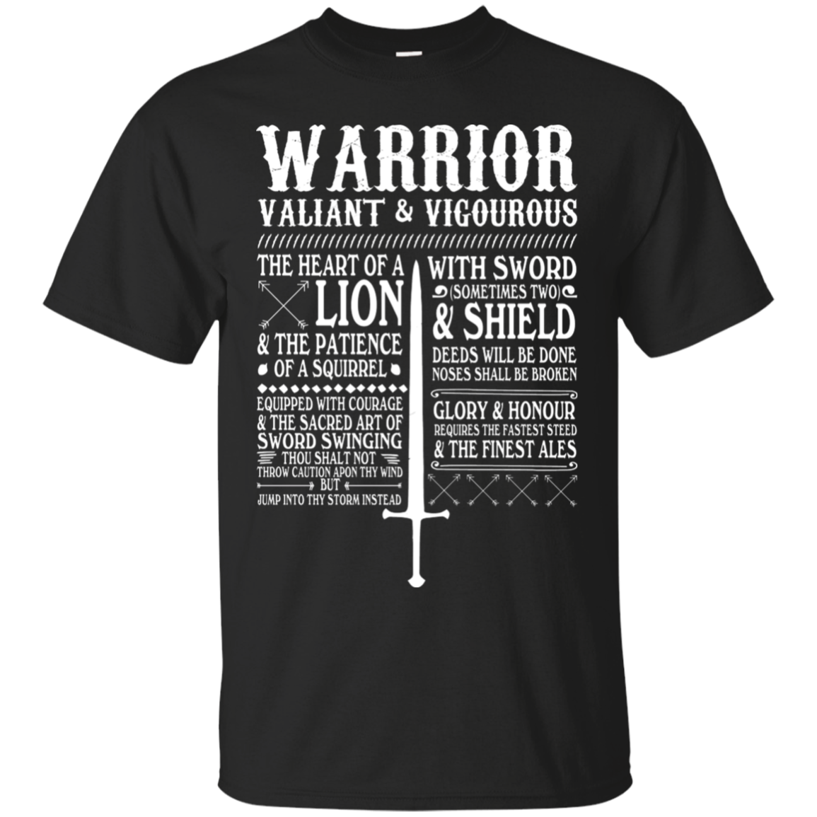 WoW Warrior Shirts Valiant & Vigourous With Sword - Teesmiley
