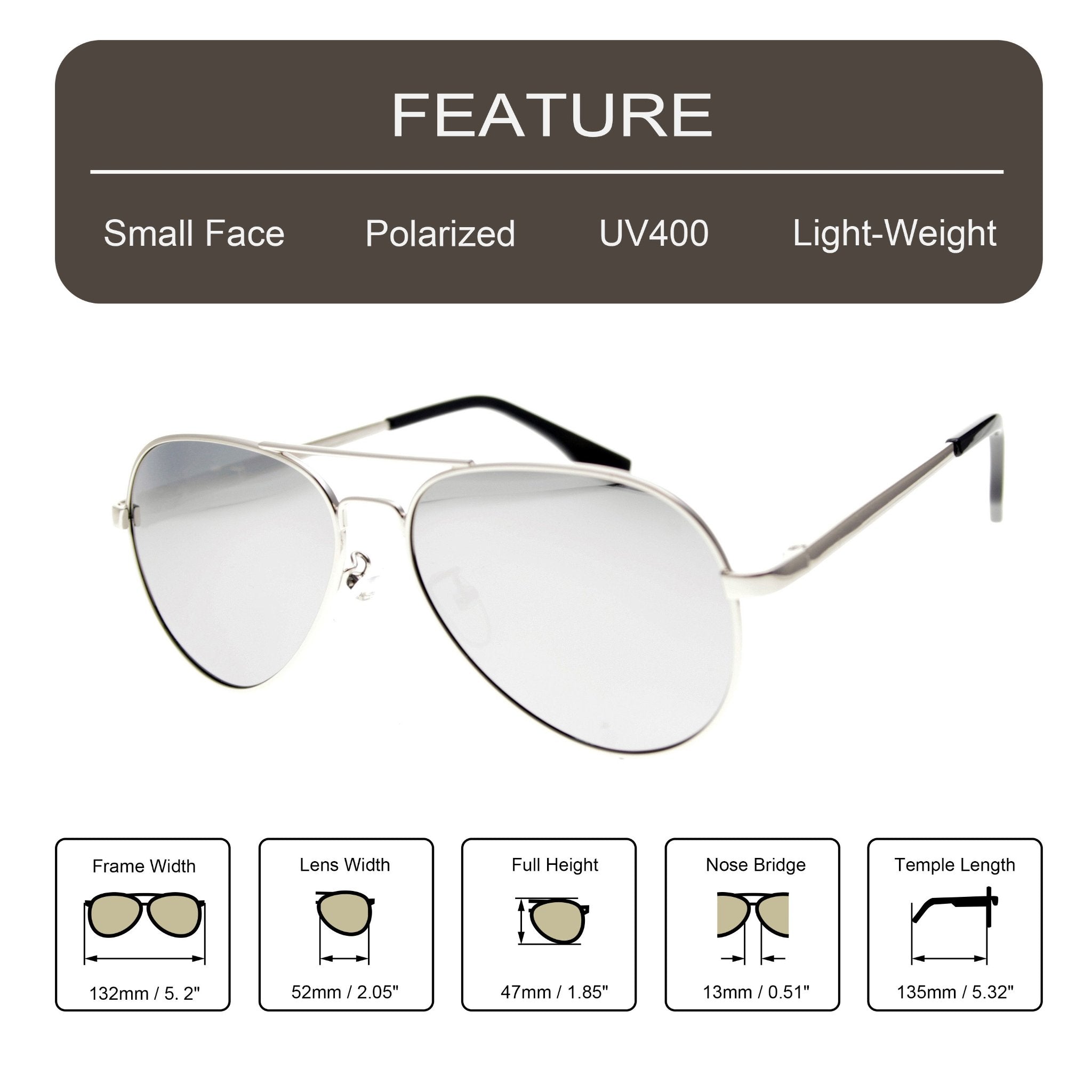 AVRO1038 - Small Polarized Metal Aviator Sunglasses – ZACWAY EYEWEAR