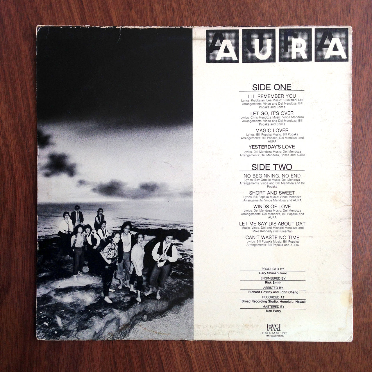 The back cover of the original Aura LP.