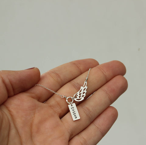 wing necklace mommy one charm necklace personalized