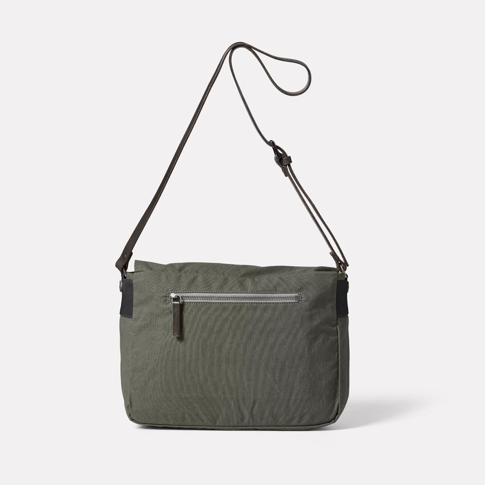 Jeremy Small Waxed Cotton Satchel in Army Green | Ally Capellino