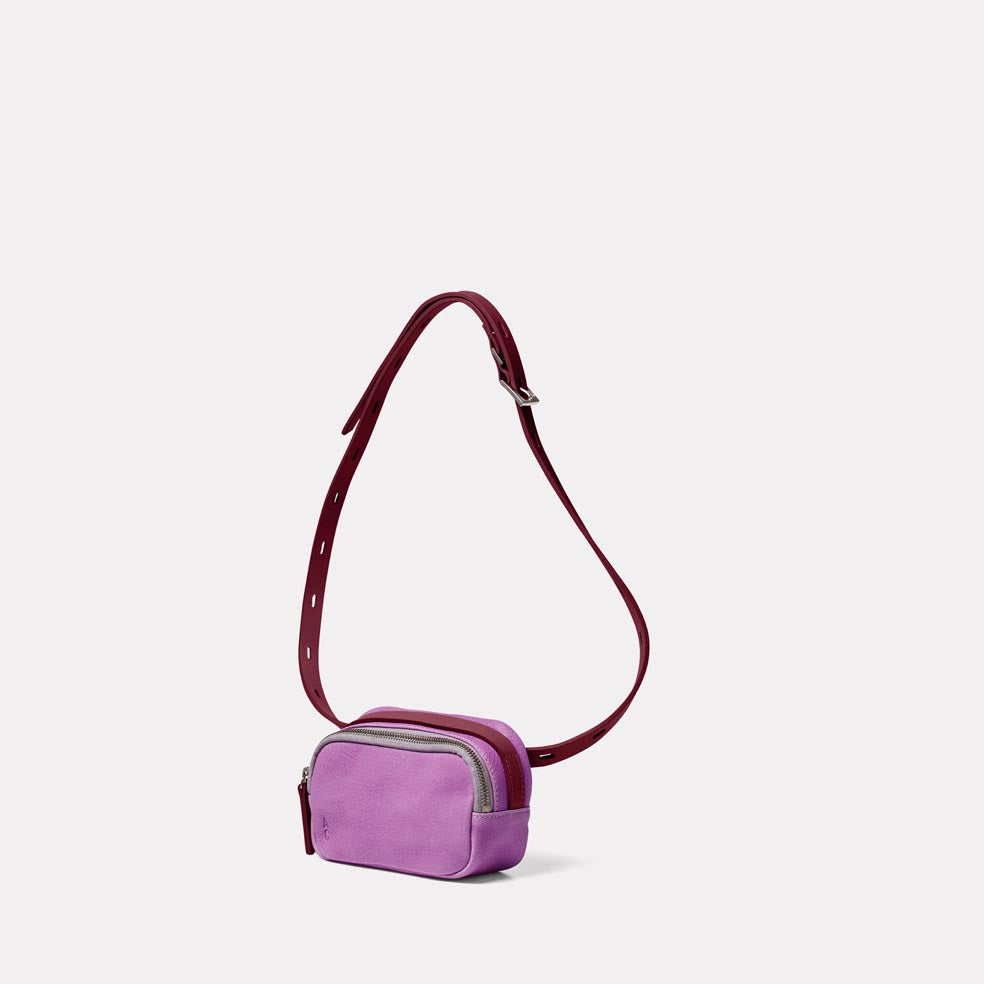 Leila Tiny Calvert Leather Crossbody Bag in Viola | Ally Capellino