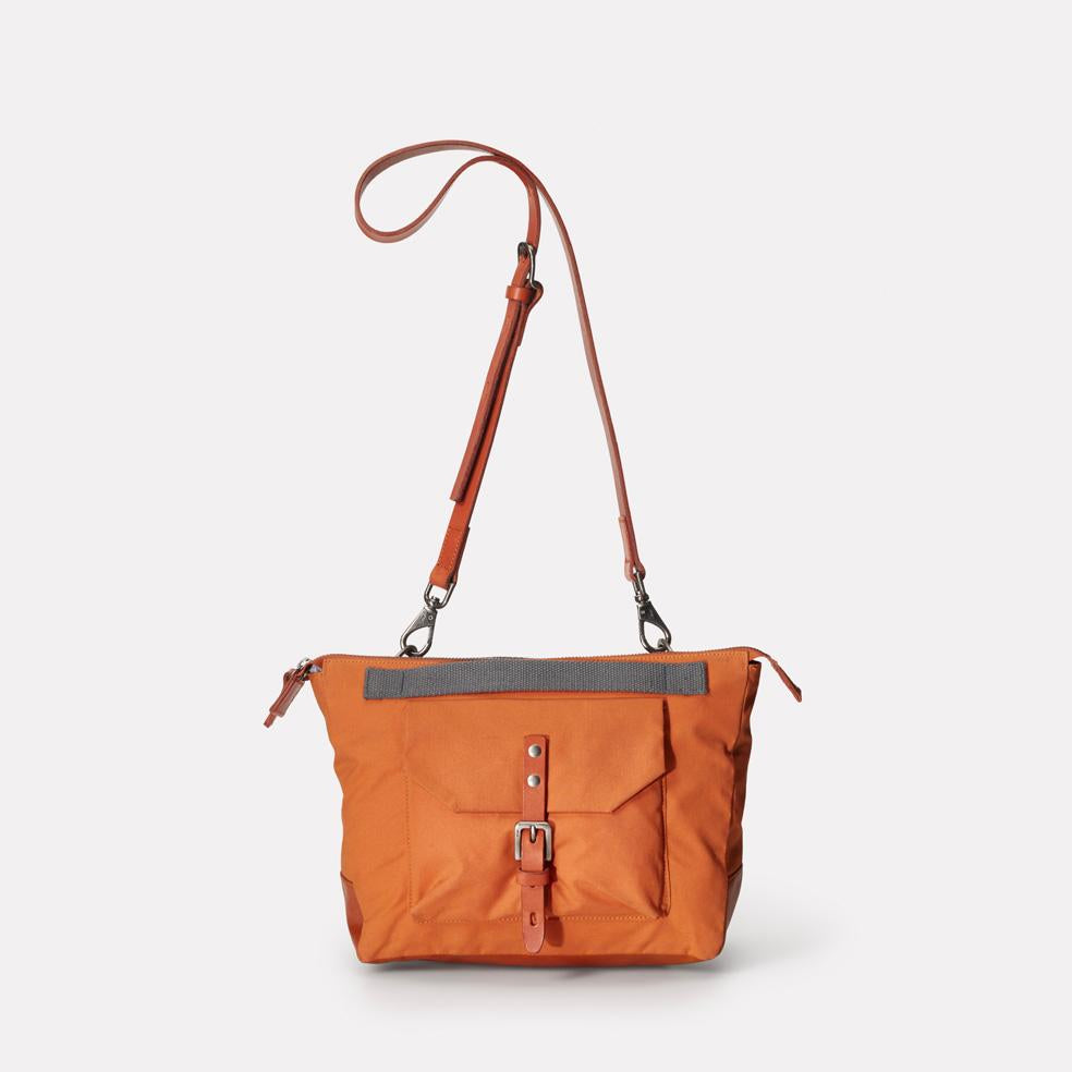 Francesca Waxed Cotton Crossbody Bag in Orange | Ally Capellino