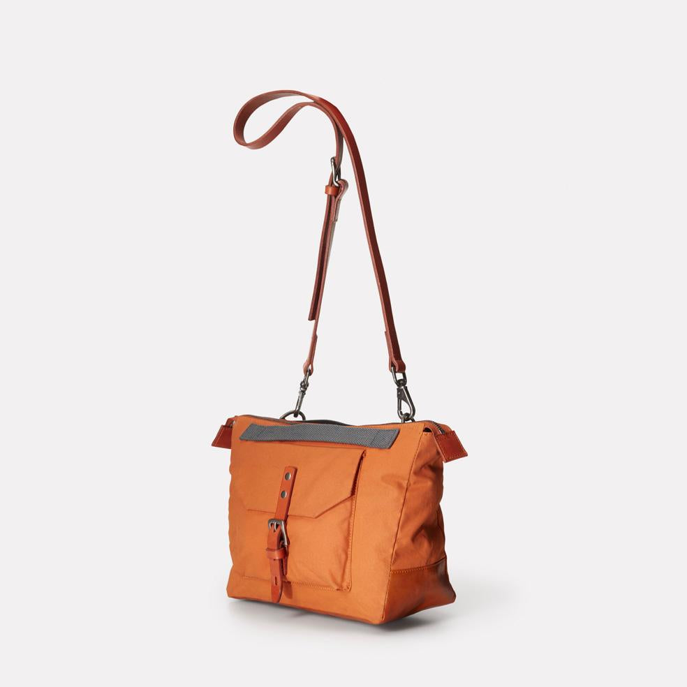 Francesca Waxed Cotton Crossbody Bag in Orange | Ally Capellino