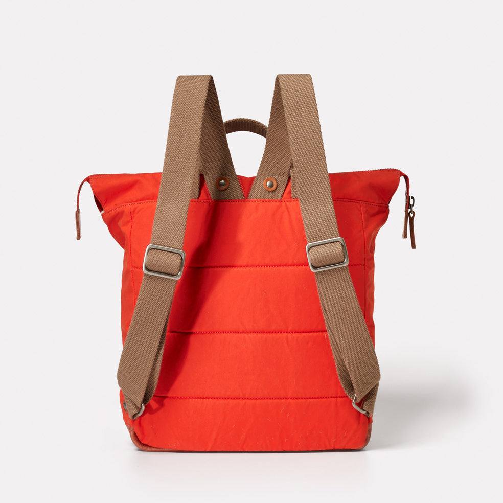 NEW IN: Frances Waxed Cotton Rucksack in Flame Orange | Ally Capellino