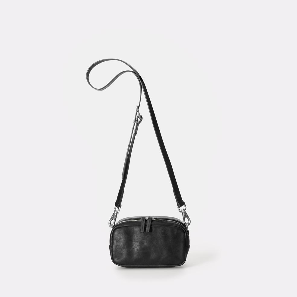 Leila Small Calvert Leather Crossbody Bag in Black | Ally Capellino