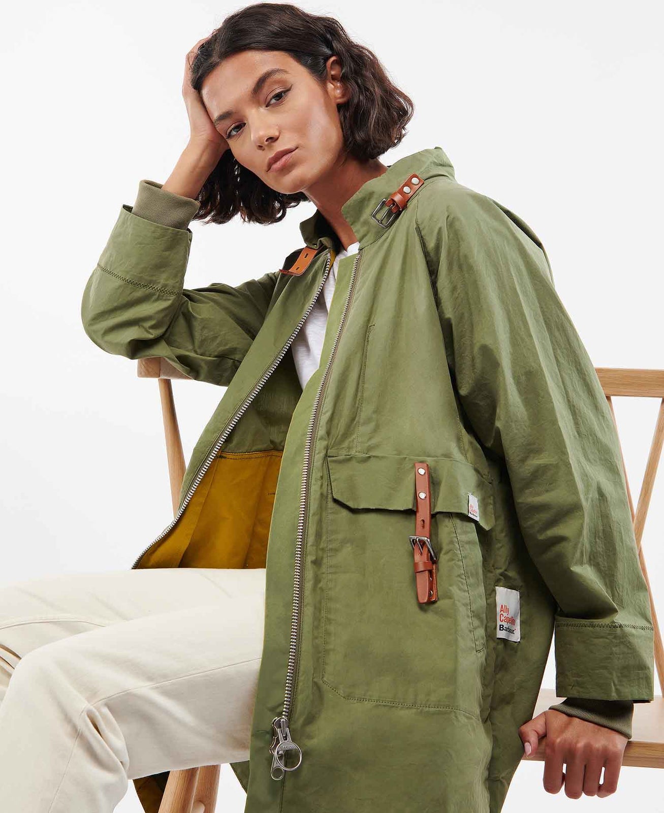 Ally Capellino x Barbour Lassie Waxed Cotton Jacket in Army Green