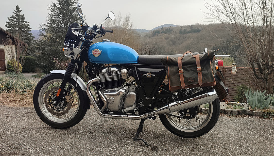 Best saddlebags for Ventura Blue Royal Enfield Interceptor.