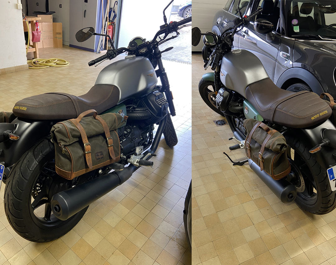 Centenario Guzzi with Saddlebags.