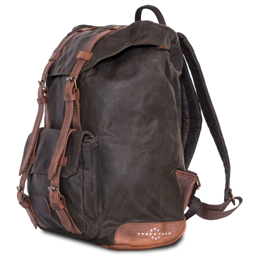 Beautiful Retro Motorcycle Backpack - Waxed Cotton and Leather. - LONGRIDE