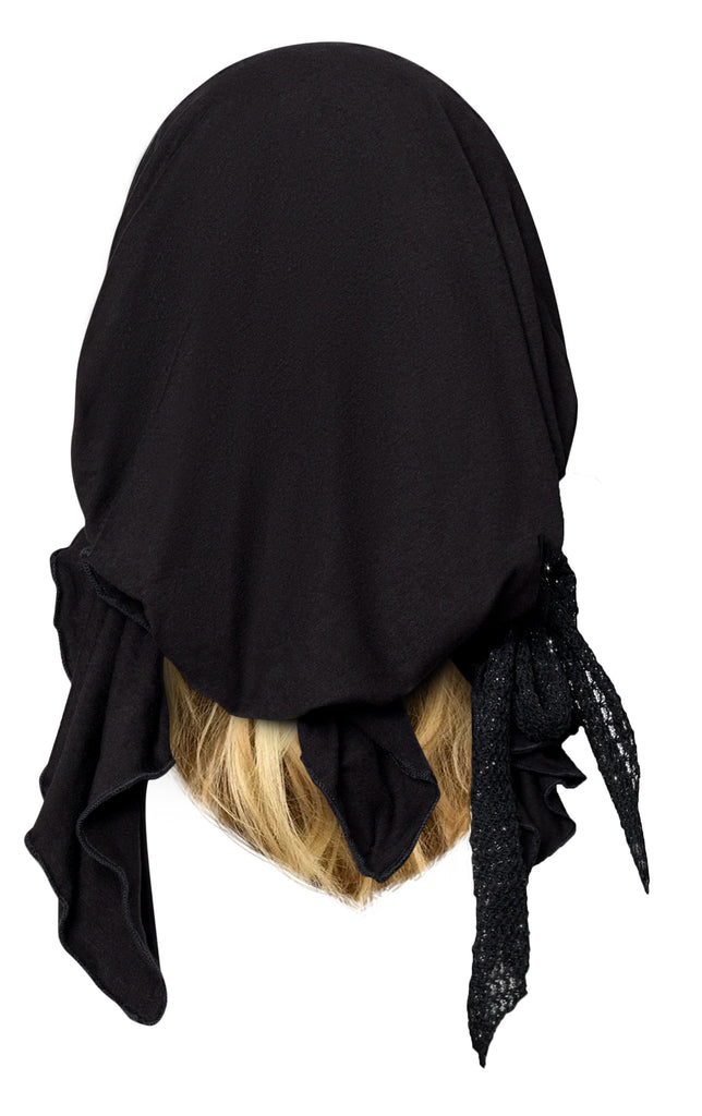 ShariRose | Black boho chic pre tied headscarf with sparkly knit wrap