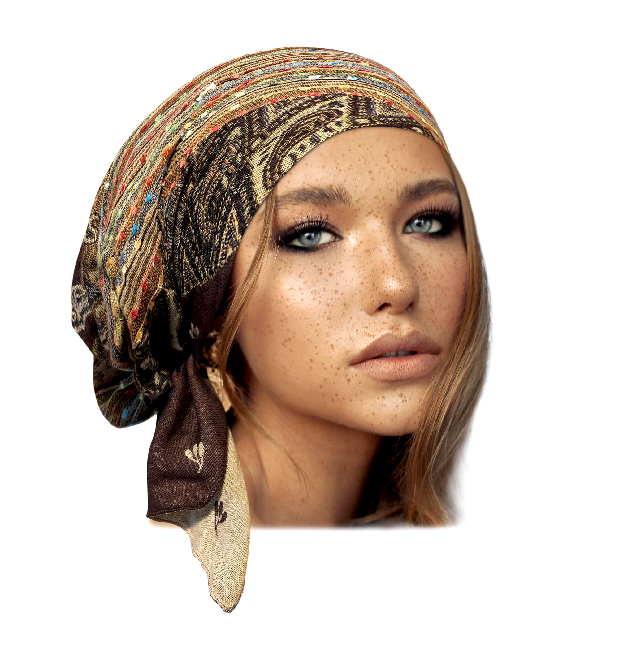 Just Passing Through Head Scarf - Brown/combo