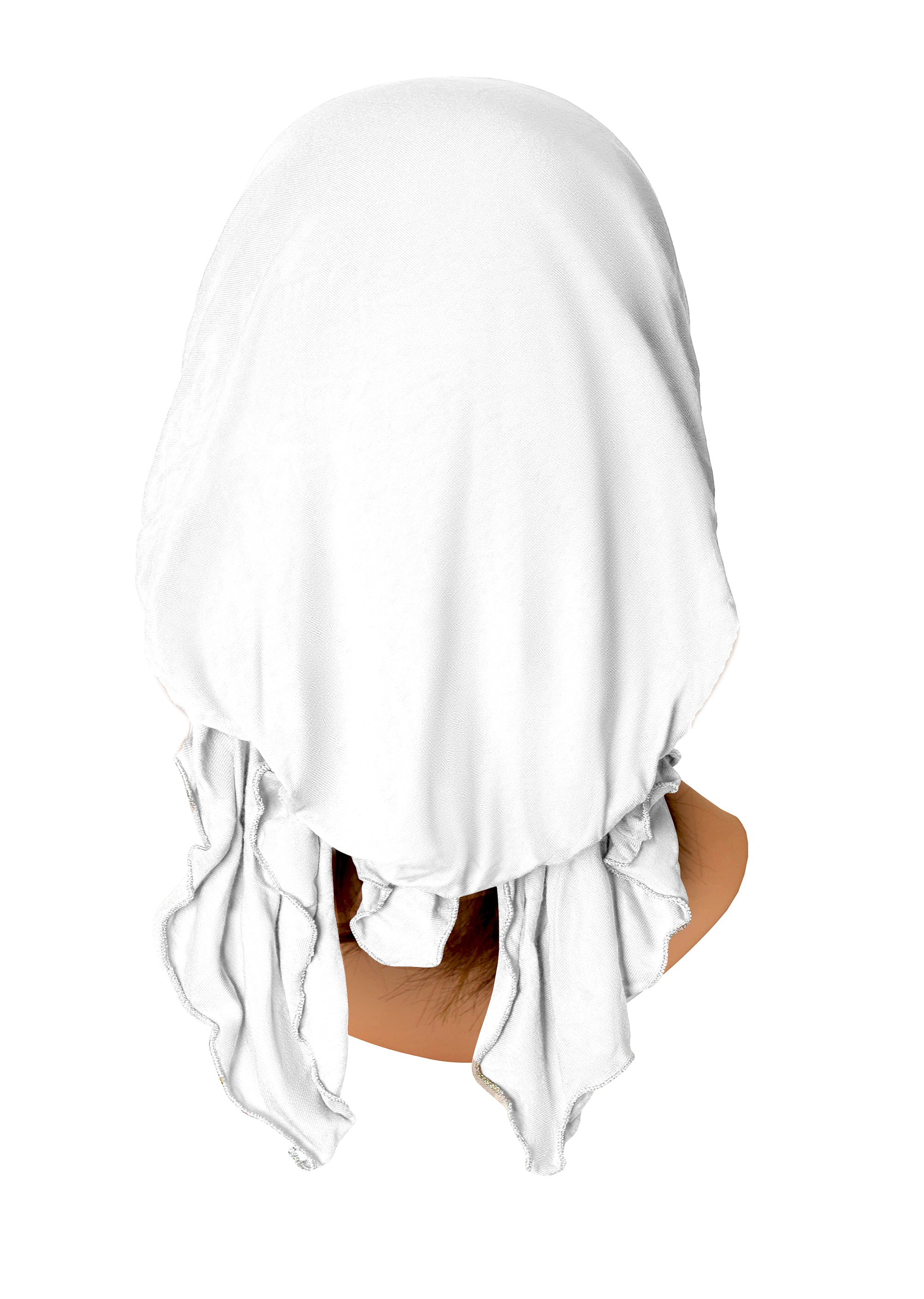 White soft cotton pre-tied headscarf