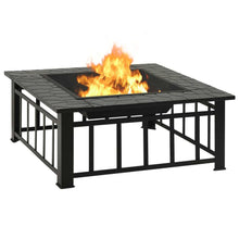 Load image into Gallery viewer, Raised Square Garden Steel Fire Pit with Poker 31.9&quot;
