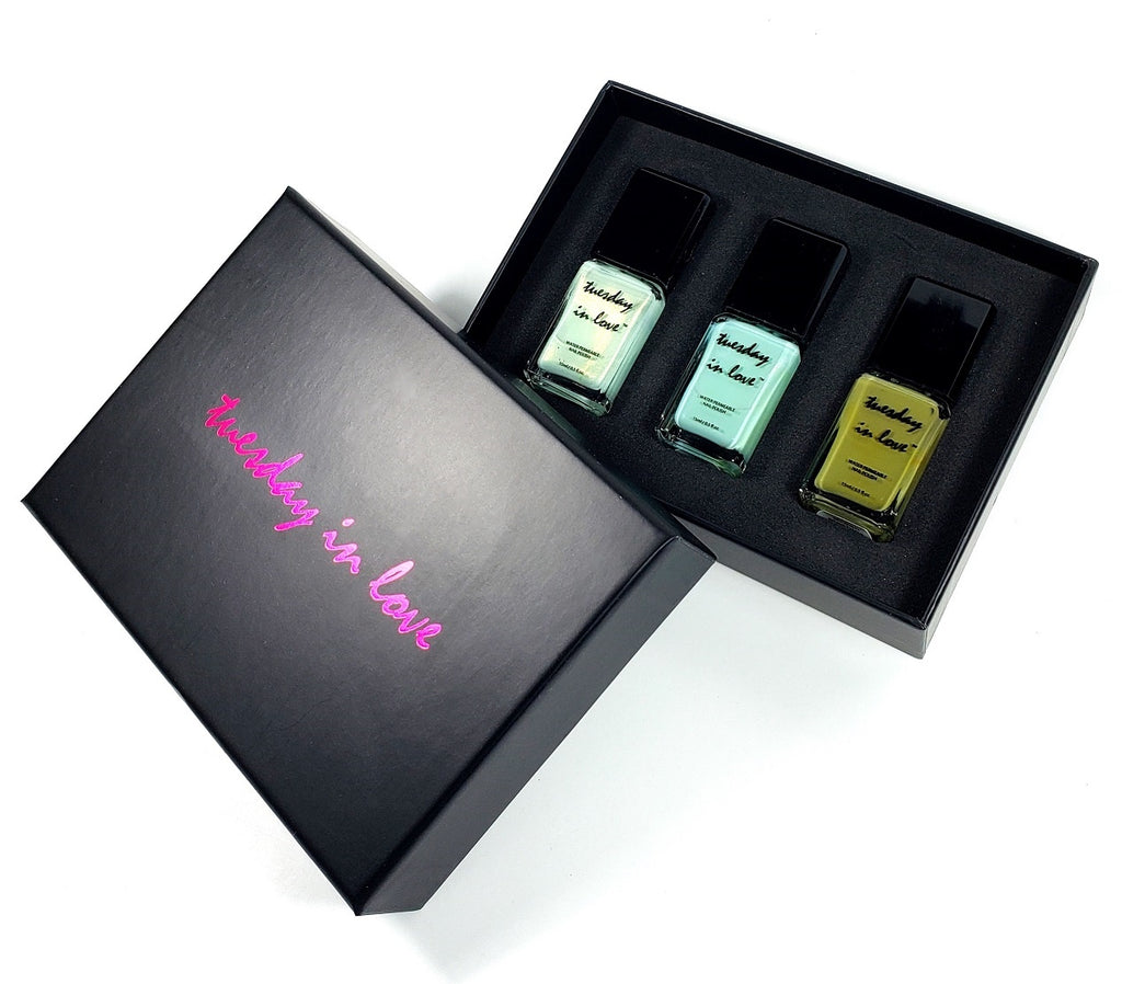3 Color Gift Set - Green | Tuesday in Love Halal Nail Polish & Cosmetics