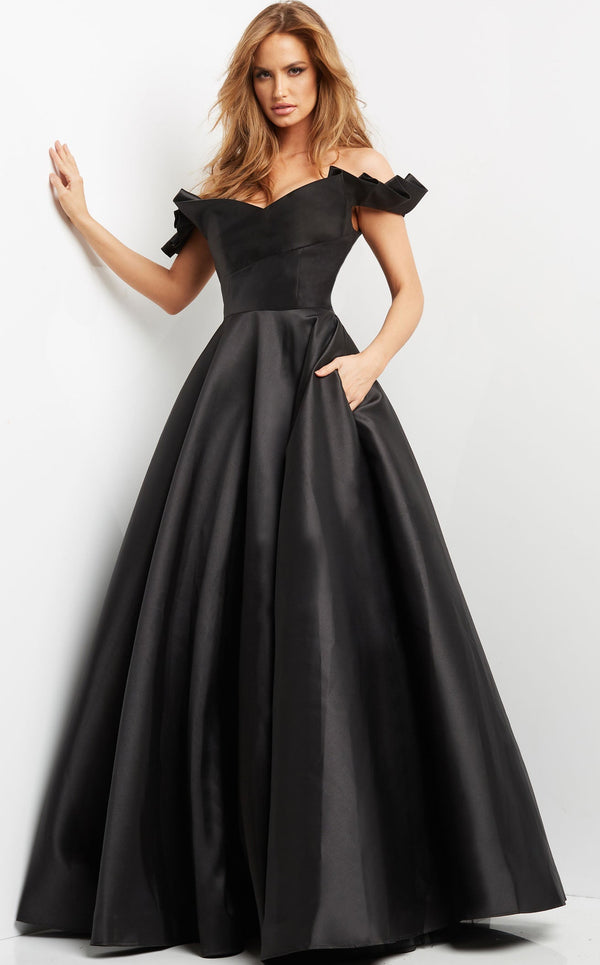 Jovani 39739 Off The Shoulder Scuba Evening Dress