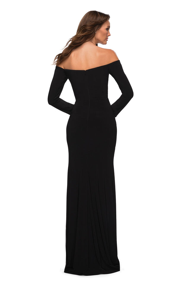 Jovani - 04240 Bell Sleeve High Slit Scuba Evening Dress – Couture Candy
