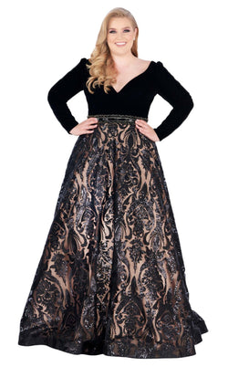 mac duggal black velvet dress