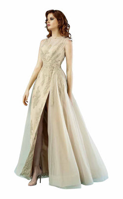 gold a line gown