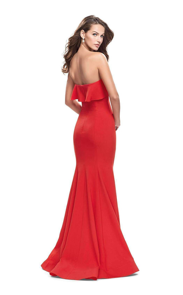 Anne Fontaine Women's SIECLE Long Red Strapless Satin and Tulle Dress in Poppy Red, Size: 46