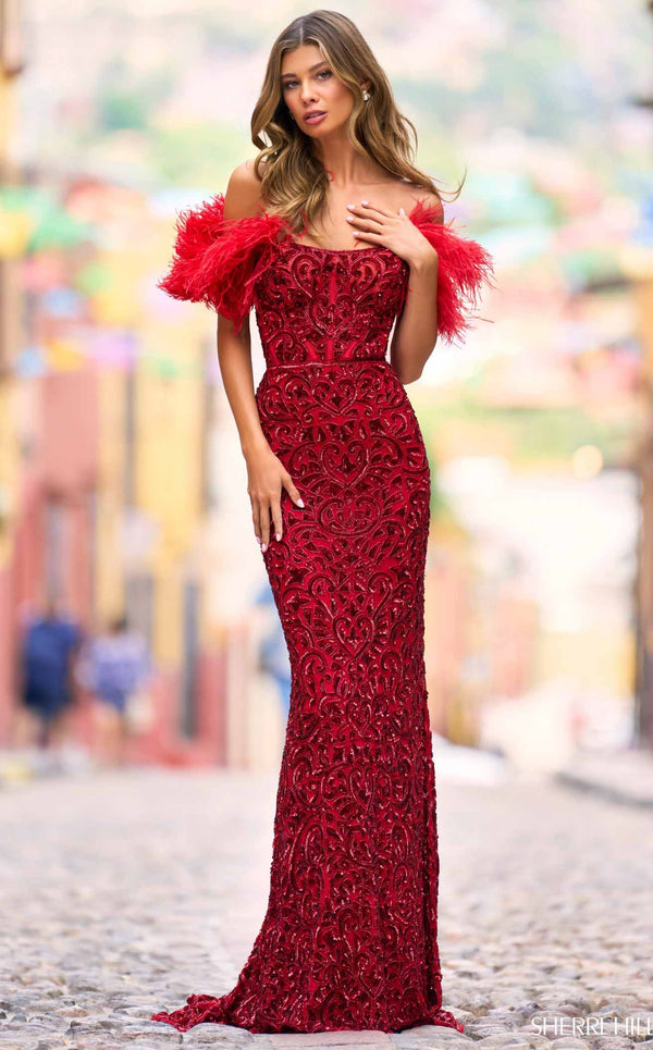 Eureka Fashion 9996 - Sleeveless Gold Applique Evening Dress | Red/Gold | 2XL 
