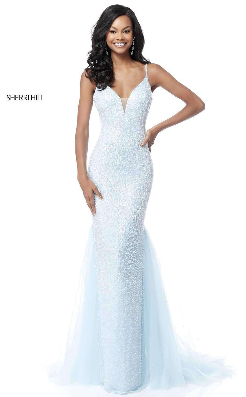 sherri hill light blue long dress