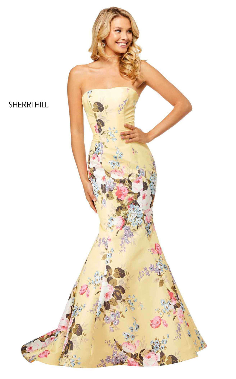 sherri hill yellow floral