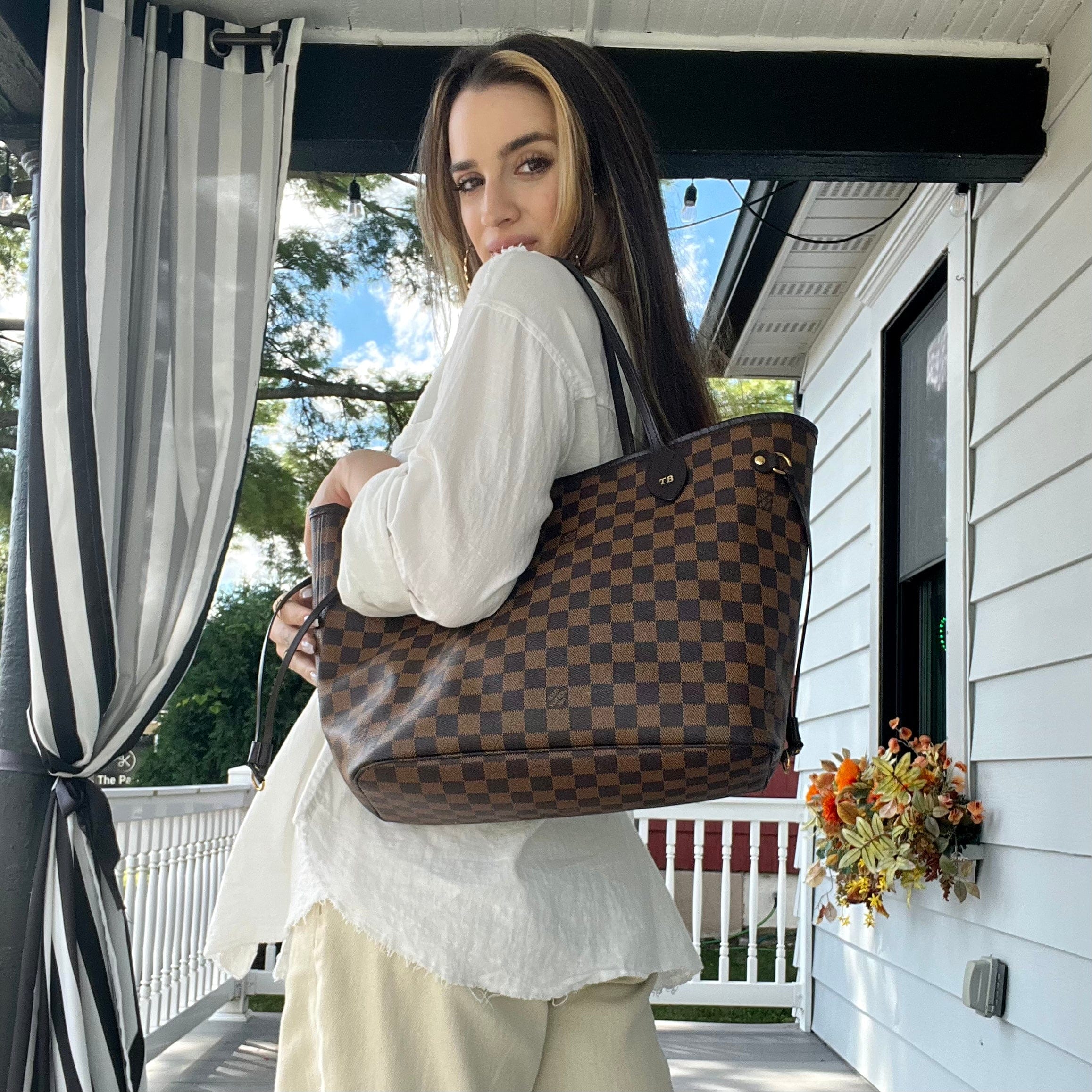 Louis Vuitton Damier Ebene Neverfull Tote