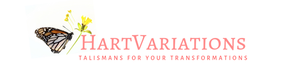 HartVariations Logo in Light Pink with a Monarch Butterfly and soft yellow flower below, on a white background.