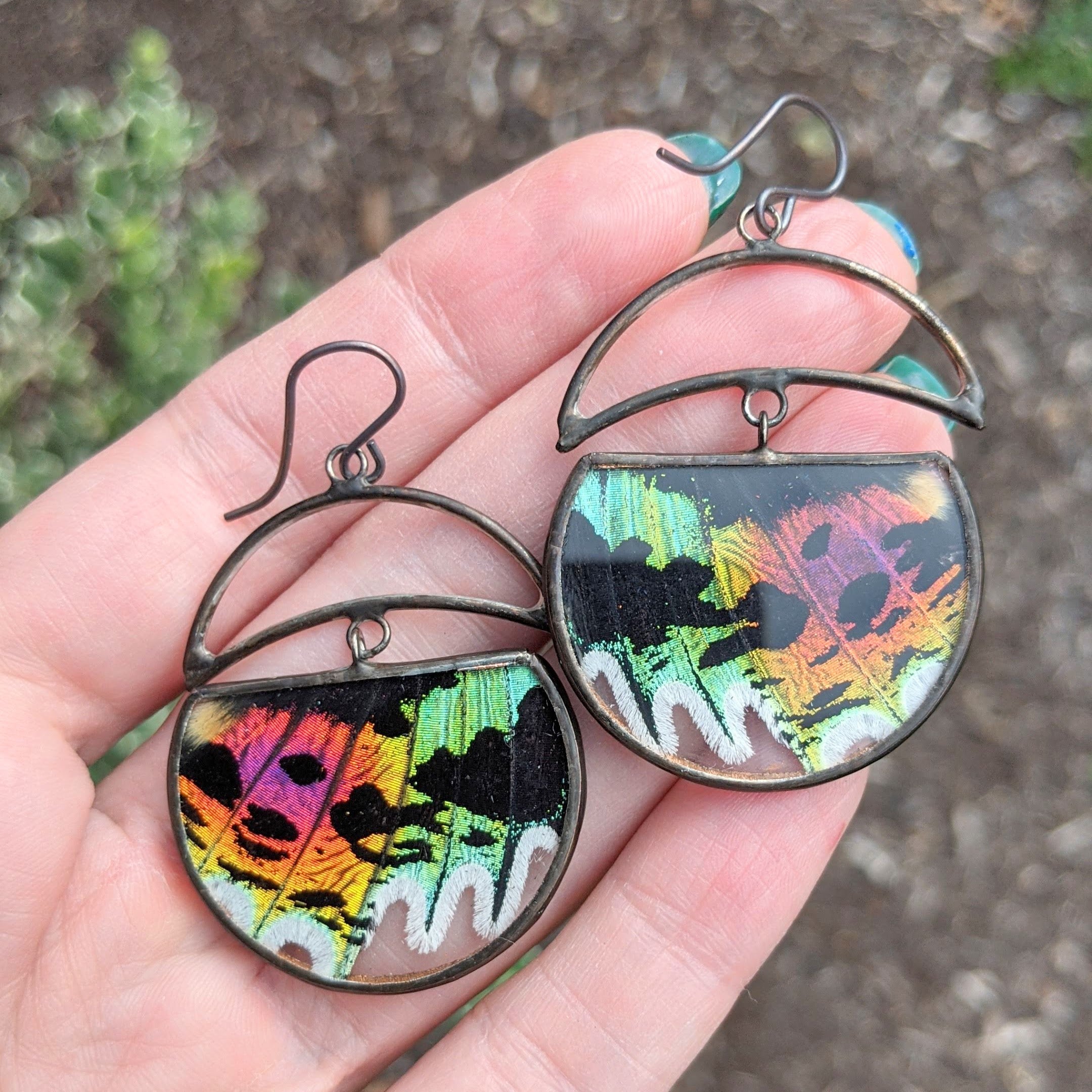 Moon Over Water Rainbow Earrings