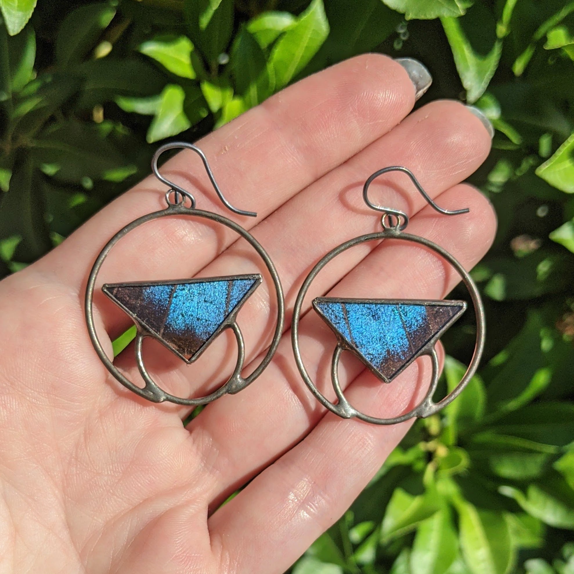Soli-Lunar Blue Morpho Earrings
