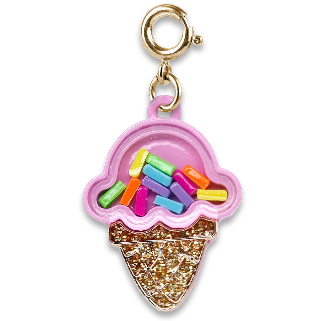 Gold Ice Cream Cone Shaker Charm - CHARM IT product image