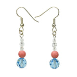 Crystal, Pink and Aqua Silver Dangle Earrings