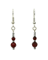 Double Garnet Silver January Birthstone Earrings