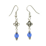 Sapphire and Flower Silver September Birthstone Earrings