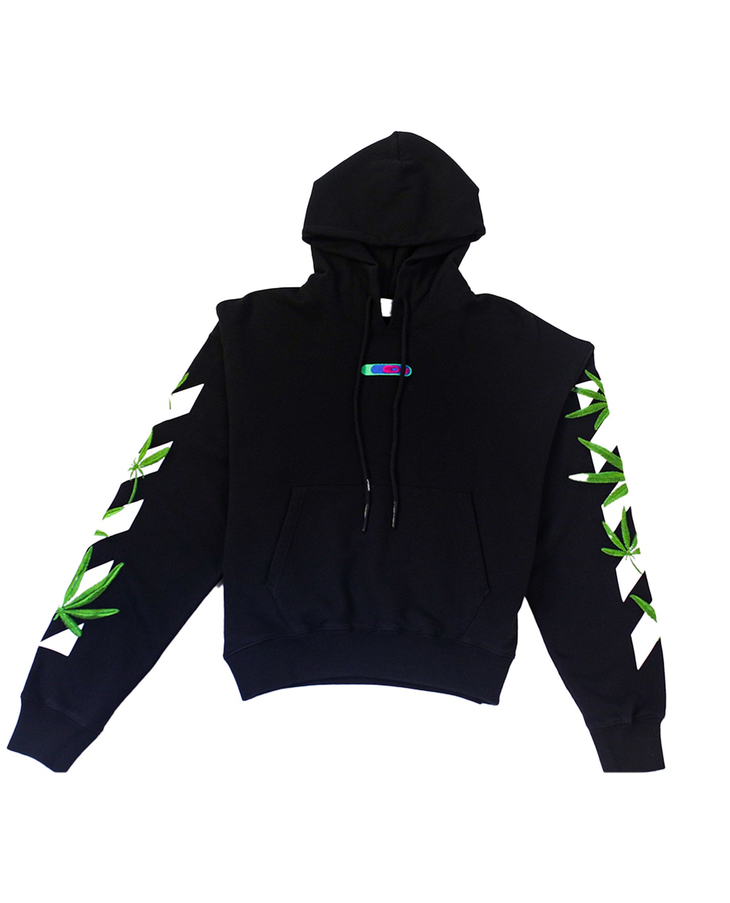Off-White Weed Arrows Over Hoodie Black Green | STASHED