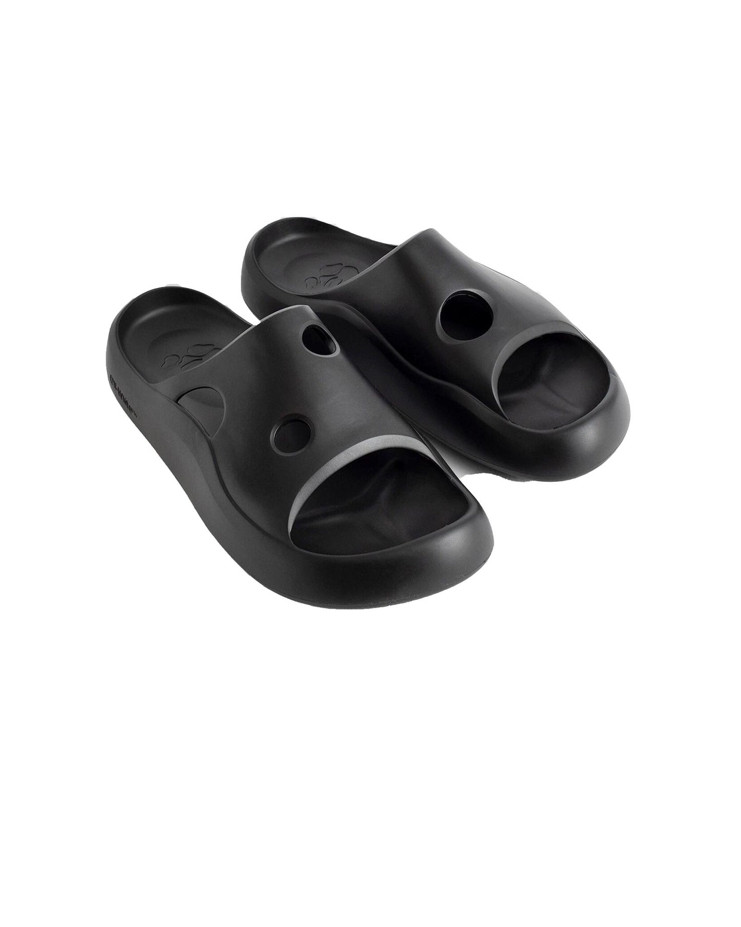 X OOFOS O Oahh Rubber Slides in Black - And Wander