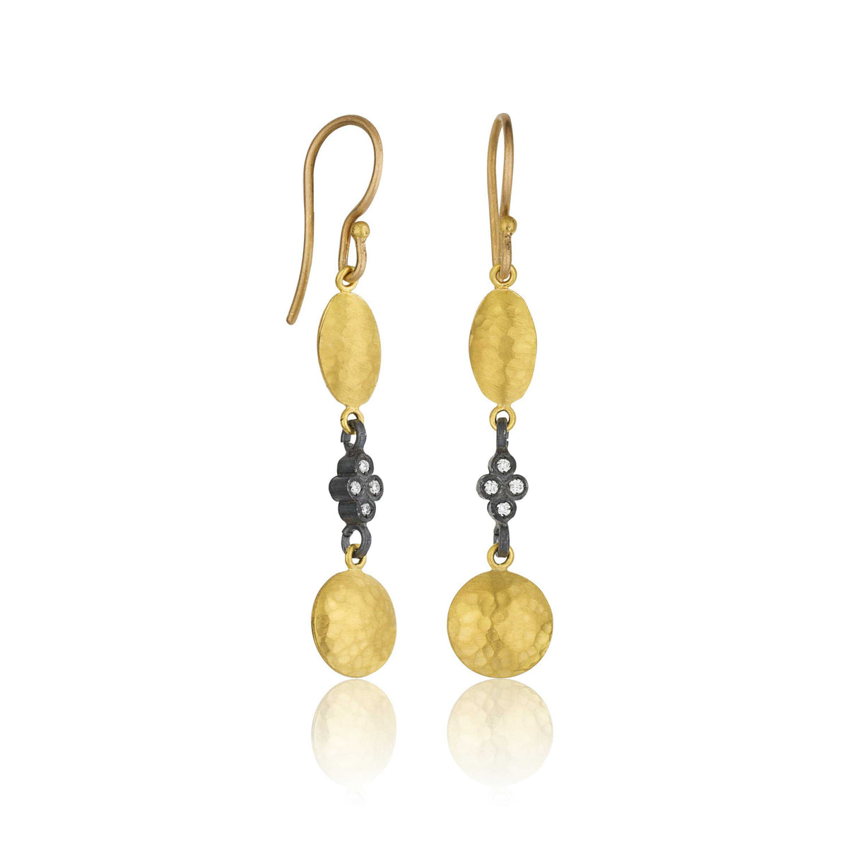 Lika Behar Kadiz Drop Earrings 24 karat Gold and Diamond set in Sterli