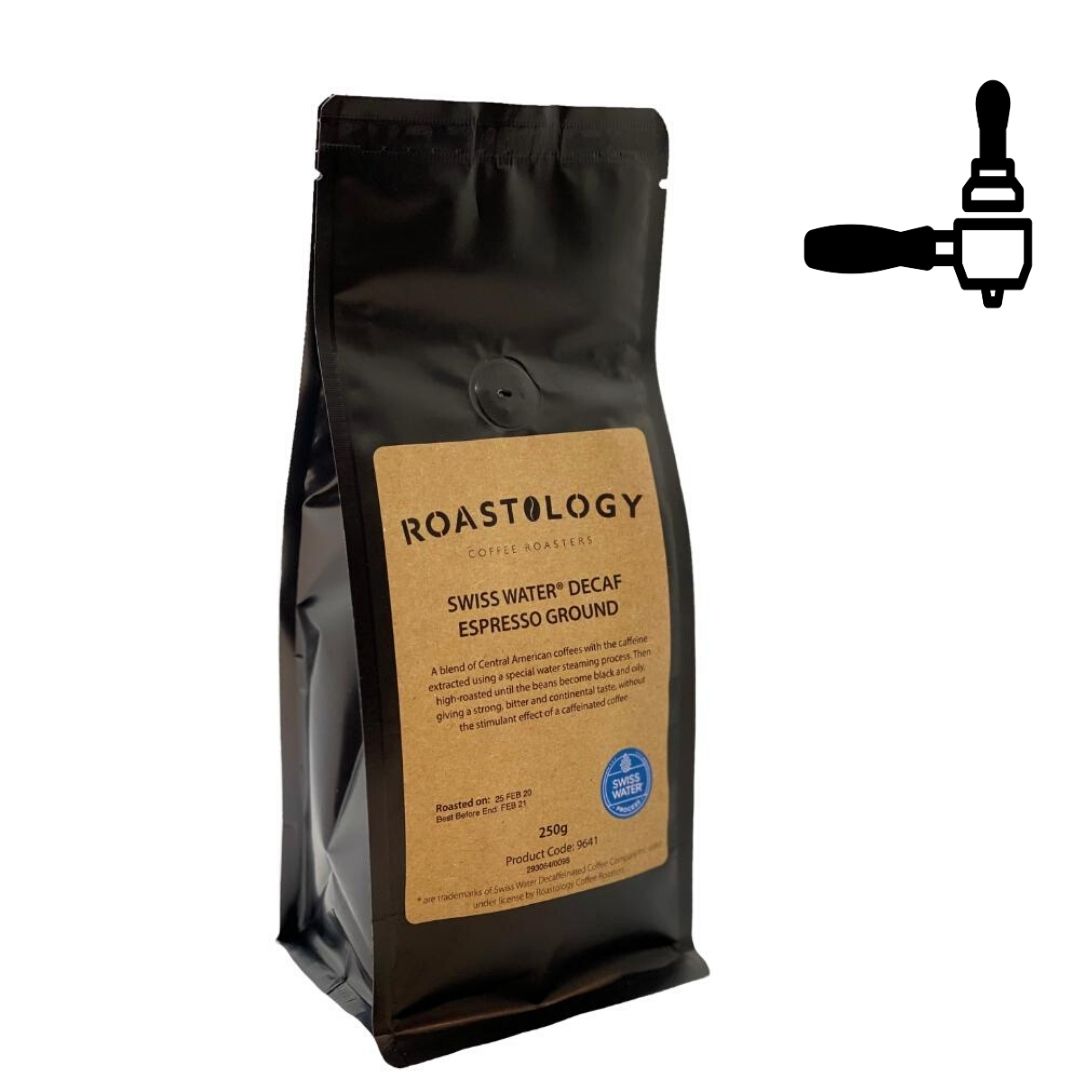 An image of Roastology Swiss Water Decaff Espresso Ground Coffee x 250g