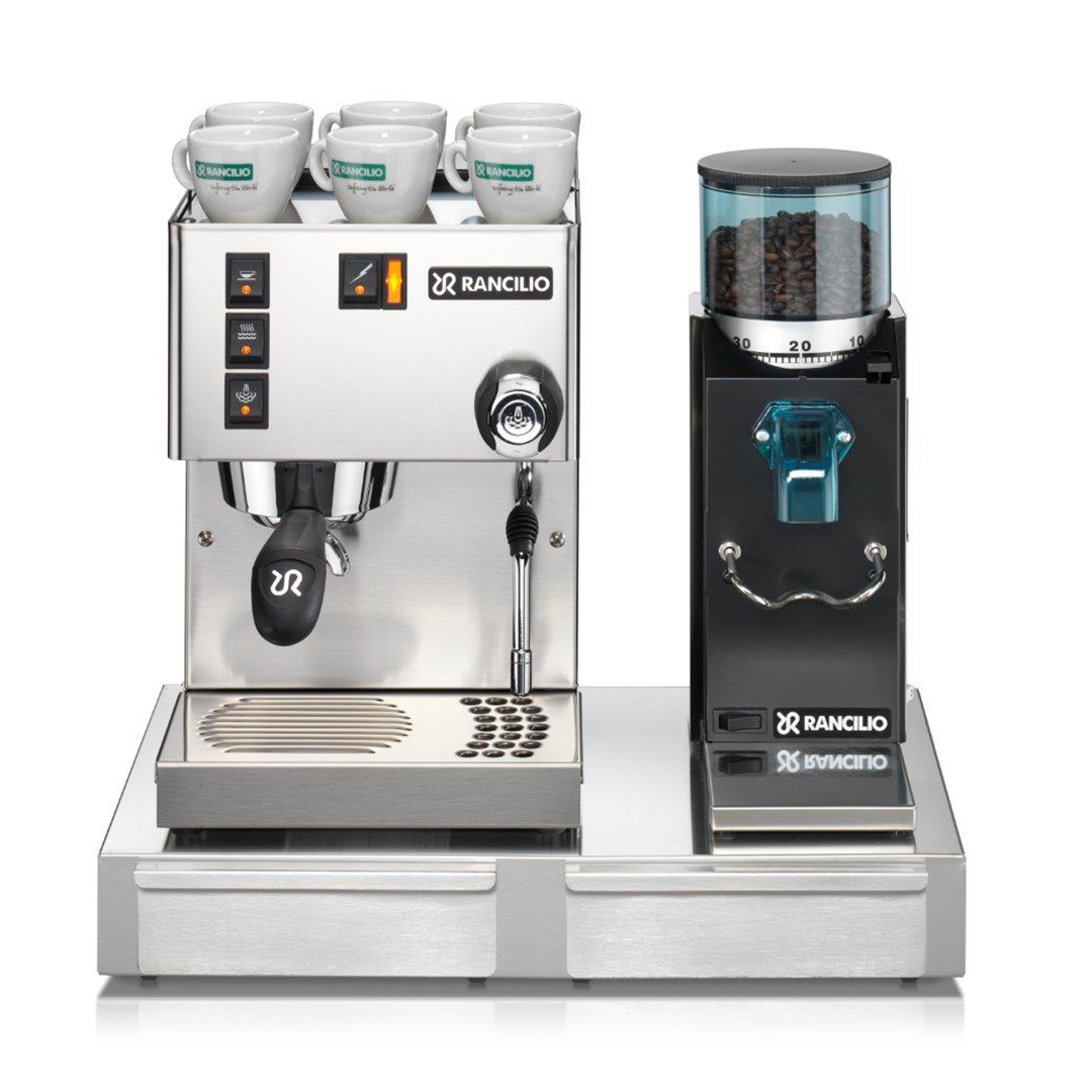 An image of New Rancilio Silvia E 2018 Model Traditional Coffee Machine Package (Inc Grinder...