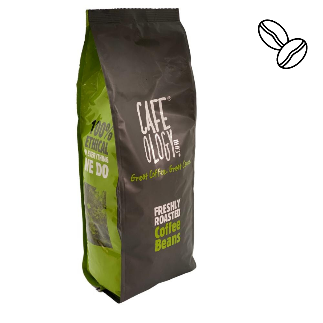 An image of Cafeology Triple Certified Coffee Beans x 1kg Organic, Fairtrade & Rainforest Al...