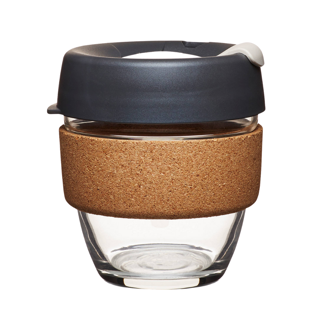 An image of KeepCup Cork Brew Reusable 8oz Glass Coffee Cup / Travel Mug, 227ml