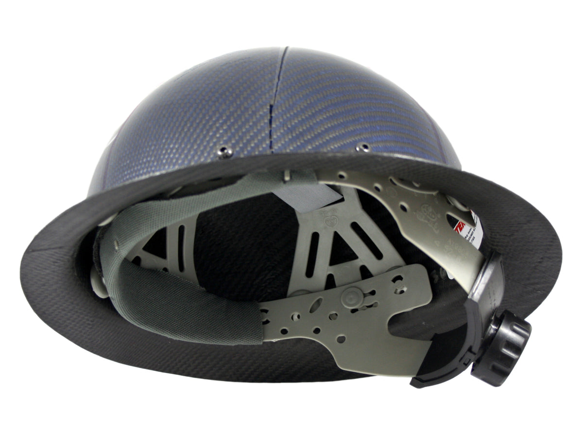 blue carbon fiber hard hat