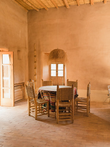 morocco marrakech berber lodge dining table moroccan rattan straw big window pretty light