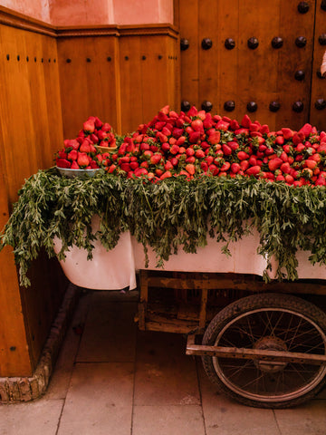 marrakech marakkech morocco strawberry cart spring pink city