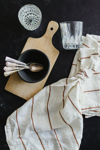 small bread board striped napkin black alex marshall