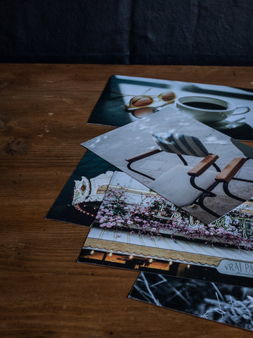 photographs on table