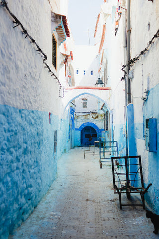 chefchaouen morocco blue alleyway