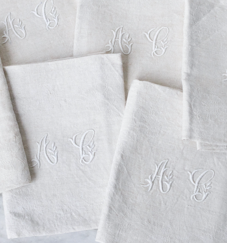 elsie green vintage monogrammed napkins