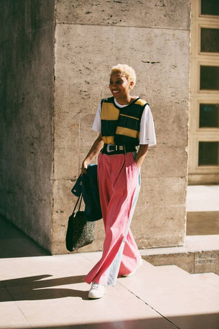 pink trousers paris fashion week